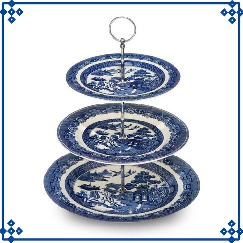 Blue willow tier - blue, cake