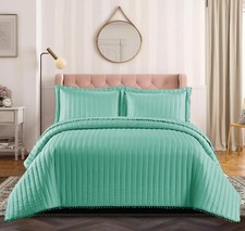 Piece quilted bedspread pom - piece,