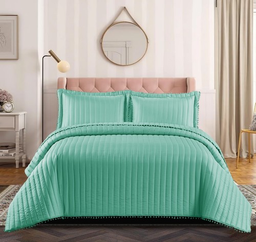 Piece quilted bedspread pom - quilted,