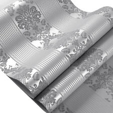 Silver Grey Damask Glitter