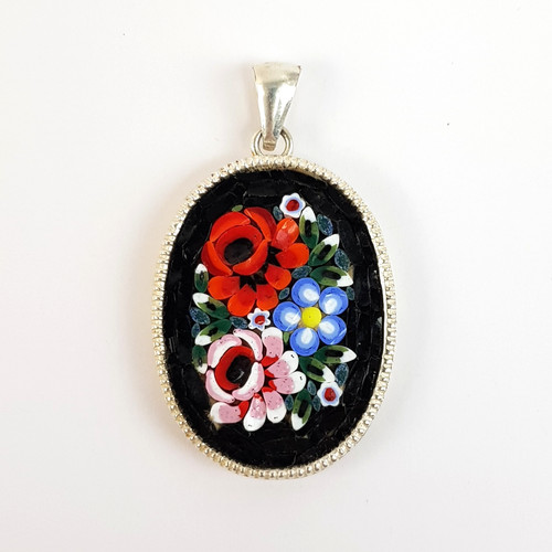 Floral micro mosaic - mosaic, oval
