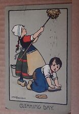 Postcard Artist Signed Ethel Parkinson Cleaning day posted 1917