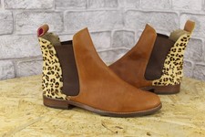 BROWN LEATHER FUR PULL ON