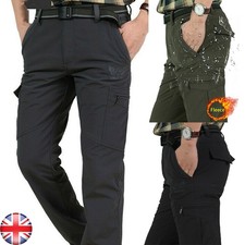 Men Thick Fleece Thermal Trousers Tactical Outdoor Combat Work Pants Waterproof