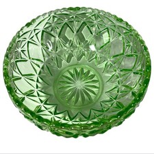Vintage Green Cut Glass Large