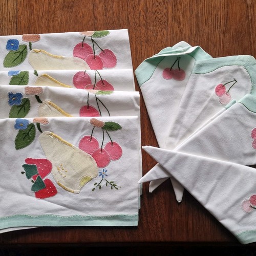 Vintage hand appliqué table - vintage,
