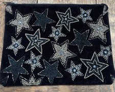 Velvet Pouch Clutch Bag Sequinned Stars