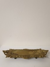 Antique Victorian Vintage Brass Pen Tray Holder Desk Tidy From  1880s / L - 10"
