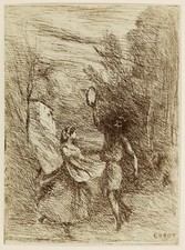 COROT J.B "Saltarelle" 1858 (1st print). GLASS CLICHÉ 1st condition / II