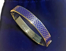 Halcyon Days Enamel Bangle Salamander Navy Blue Gold Plated Signed Boxed