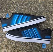 Neon Blue Hand-painted Adidas