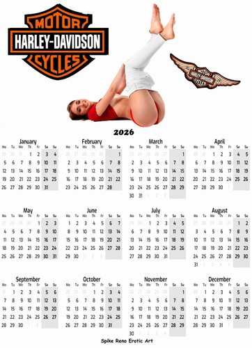 Calendar harley davidson pinup - davidson,