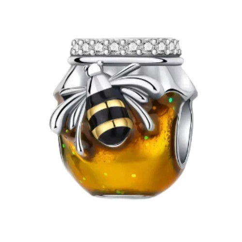 Honey bee charm bead pot - charm,