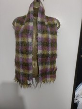 Vintage Checked Mohair & Wool  Scarf All Mohair Pile made In Scotland VGC 