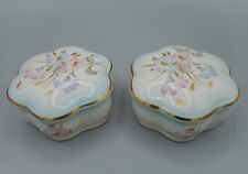 PAIR OF ROYAL WORCESTER PALISSY CHINA TRINKET BOXES - GOOD CONDITION