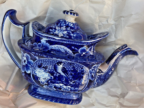 English teapot 1820 blue - teapot,