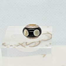 Lovelinks Petite Black With Large White Dots Bead Charm 925 Sterling Silver Used
