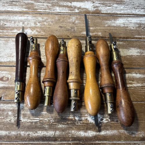 Vintage wood brass pad saw - pad,
