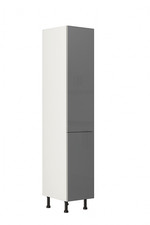 Fully Assembled 200mm Kitchen Tall Larder Unit With Gloss Dust Grey Doors