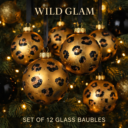 Gold leopard print glass - gold,