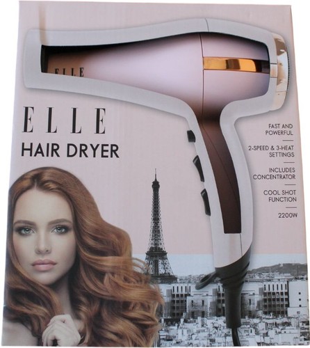 Elle hair dryer pink - elle, white
