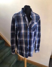 Lee Cooper Blue Check Long Sleeve Cotton Button Collar Shirt Size Small