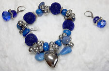 'Miss Fox' elasticated BRACELET + matching EARRINGS w/Sterling Silver clasps 
