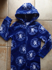 Chelsea FC All-In-One Hooded Fleece Pyjamas Sleepsuit Loungewear Boys 9-10 Yrs