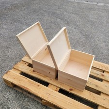 LARGE WOODEN BOXES,  SET OF 2, TOY BOXES, 40 CM LONG, WITHOUT HANDLE UNPAINTED