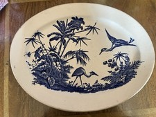 Beautiful Antique Classic Blue & White Crane Design Dunn Bennett & Co Platter
