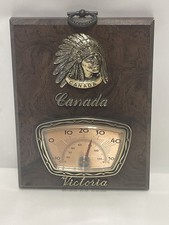 Vintage Thermometer Wall Plaque Native Indian Chief Canada 