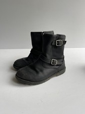 UGG HarwelI boots UK 9 EU 27 black leather nubuck kids boys girls lined