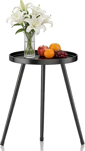 Small round side table - round, black