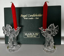 New Marquis WATERFORD Crystal 2 Angels Candle Holder With Candles - Germany