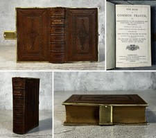 Antique c1850 Old Bible New Testament & Prayer Book Leather Clasp Cambridge