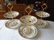 Set of 3 Small (17.5cm/14cm) Johnson Brothers 2 Tier Cake Stands - Indian Tree