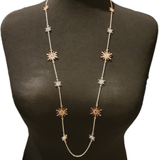 Long Silver Rose Gold Tone Snowflake Chain Necklace Big Large Women's Fashion UK
