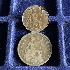 1925 George v Farthing Coin & 1925 Half Penny Coin