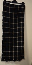 Zara Black/Gold Check Plaid Printed Poncho Wrap Shawl Scarf-One Size
