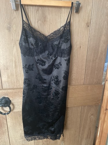Motel black satin floral - xs,