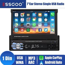 7" Single Din Car Stereo Radio Apple CarPlay Android Auto GPS Flip Out Head Unit