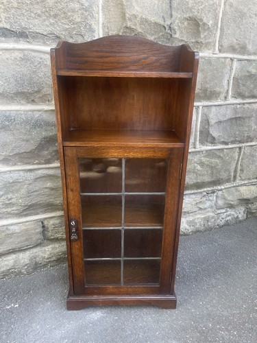 Antique slim oak bookcase - antique,