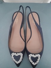 LK Bennett Luana Navy Satin Heart Slingback Shoes, size 6