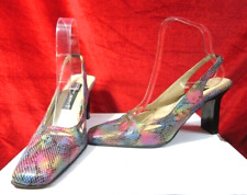 Lisa Kay pink blue Multi Colour leather sling back shoes UK 4.5,  EU 37.5