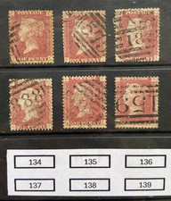 GB Victoria SG43/SG44. QV Penny Red plates  134,135,136,137,138,139