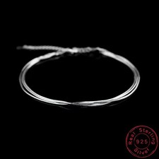 New Genuine 925 Sterling Silver Ankle Bracelet Adjustable Anklet Foot Chain Gift