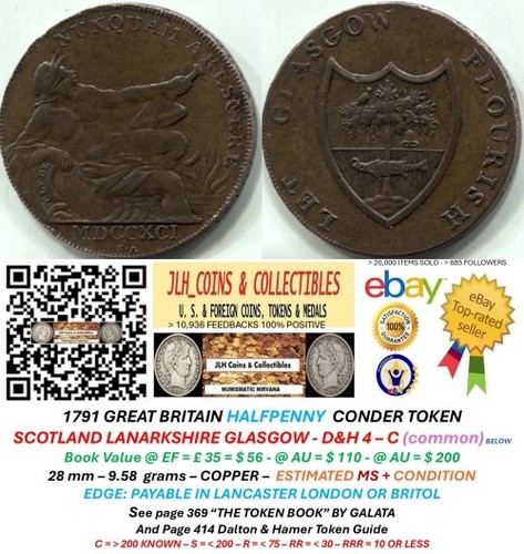 1791 penny conder token - gb,