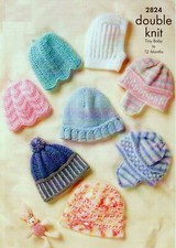 PREMATURE BABY HATS KNITTING PATTERN  6 DESIGNS  DK  160GR PAPER NOT THIN PAPER
