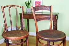 Pair of Large Antique Vintage Bentwood Thonet Style JJ Kohn Bistro Chairs