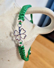 Shamrock Bracelet. Irish. Green. Friendship. Handmade